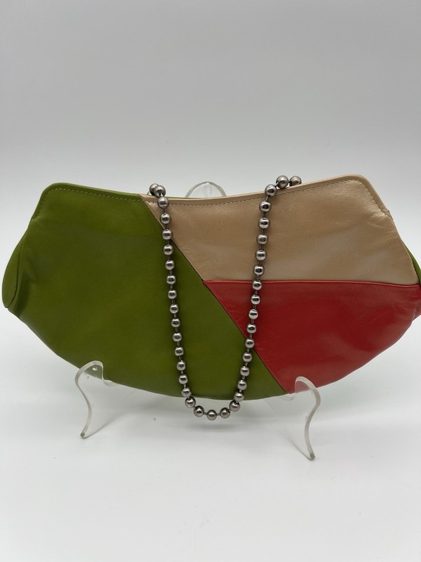 Patchwork Multicolor Clutch With Chain Strap, Retro Style Colors