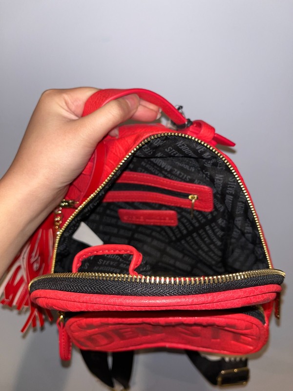 Steve Madden Backpack Purse Coral Red Embossed Small 9in x 8in New With Tags gallery