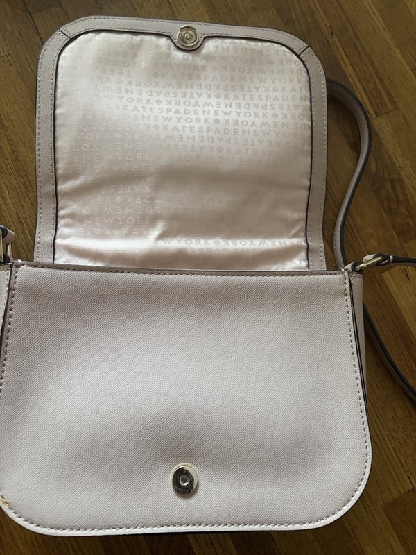 KATE SPADE Laurel Way Jeweled Crossbody Flap Bag Pink Saffiano Leather Crystals gallery