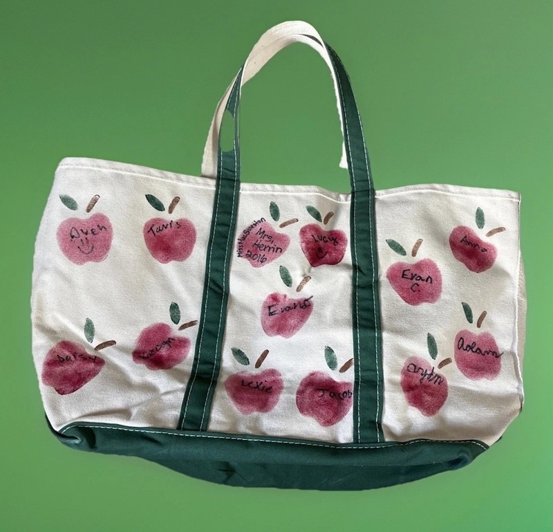 LL Bean Boat And Tote White/Green – See Photos