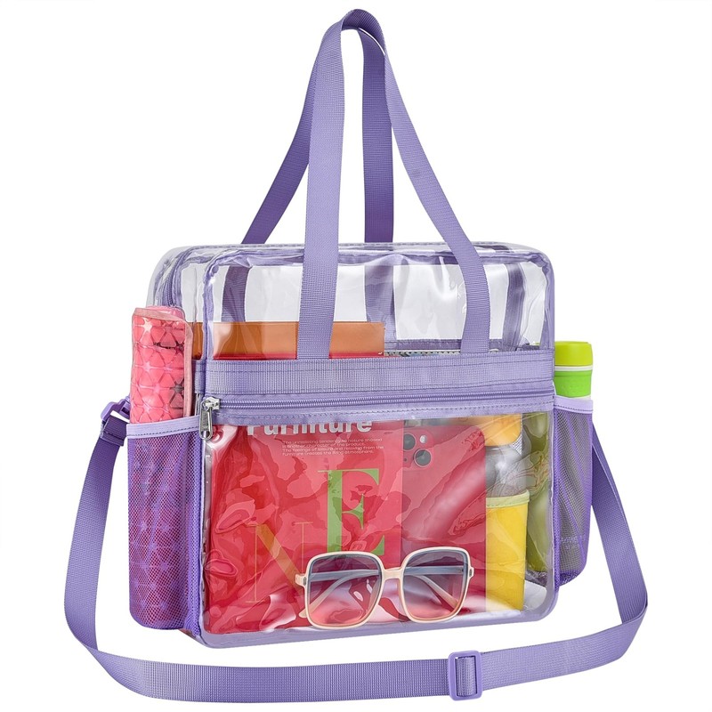 Clear Bag for Stadium Events, 12X6X12 Inches Tote Bag with Detachable Reinforced