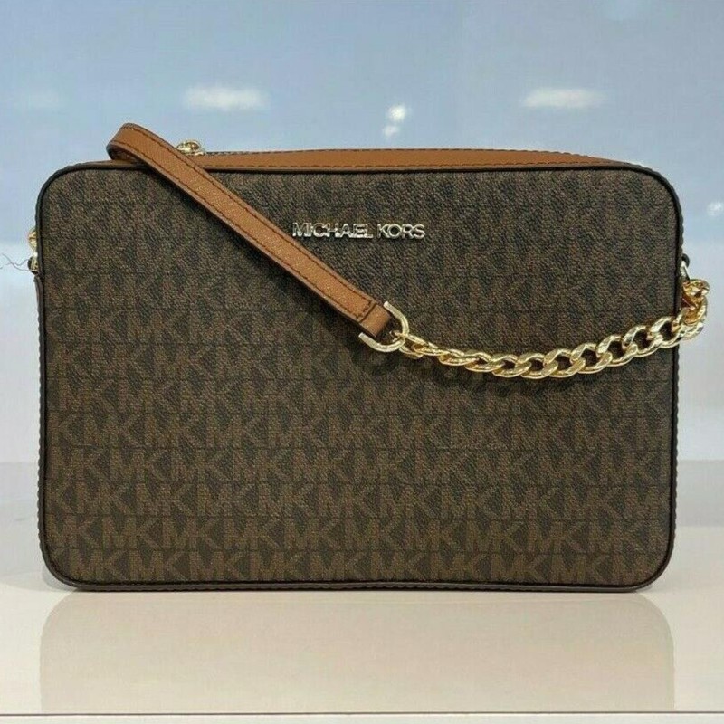 New Michael Kors Jet Set Item East West Shoulder Crossbody Bag MK Brown