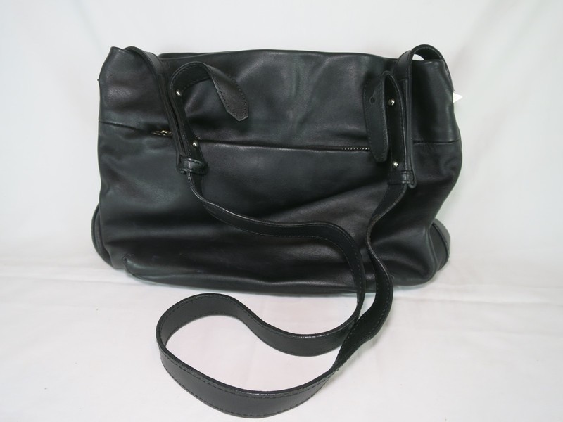 Deriva Black Leather Adjustable Shoulder Bag Zip Pockets Turkey