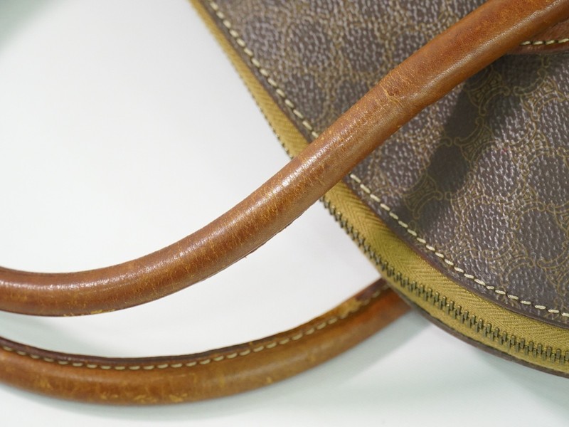 CELINE Macadam PVC Handbag Brown Gold gallery