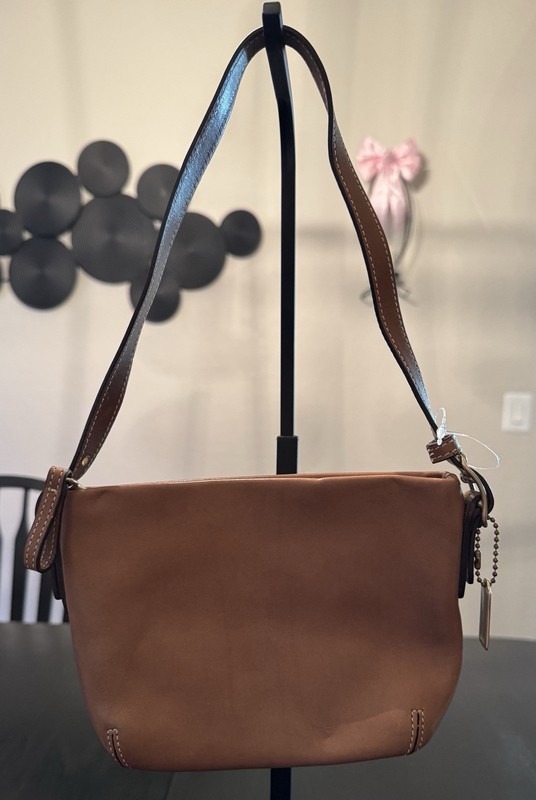 Vintage Coach Leather Mini Shoulder Bag In Tan NWT Original Box, Care Cards gallery
