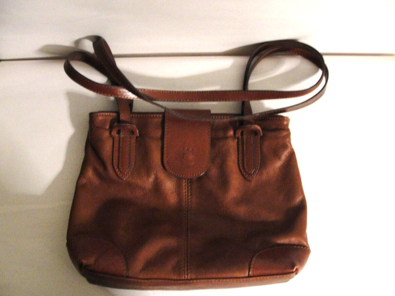 Brown Leather Florence Italy Shoulder Bag 10 in X 10 in X 3.5 in 14