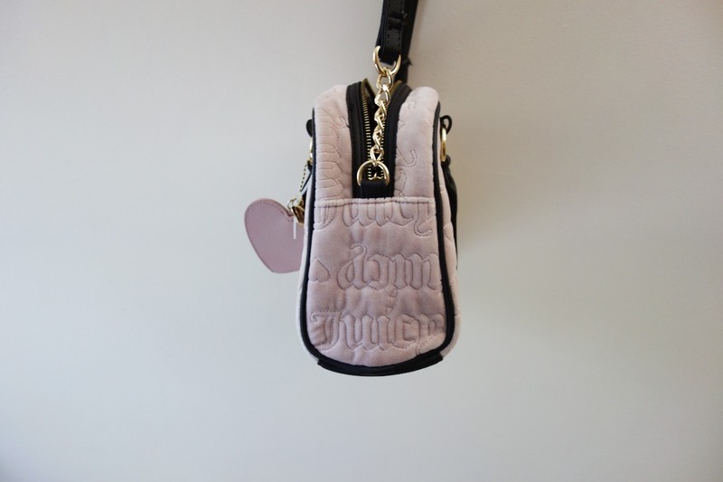Juicy Couture Vintage Dreams Satchel Size Medium Velvet Dusty Pink Brown NWT! gallery