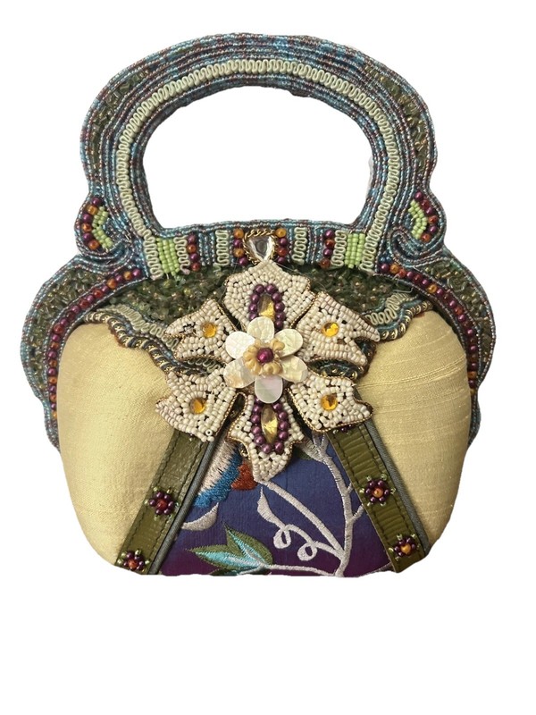 Mary Frances Beaded Purse Jewels Handbag Flowers Bag Shells 8x8x4 Mini Tote Cute