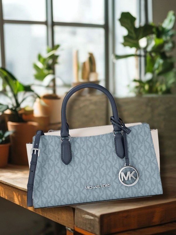Michael Kors Arden Women Small Messenger Bag Pale Ocean Crossbody Purse Shoulder