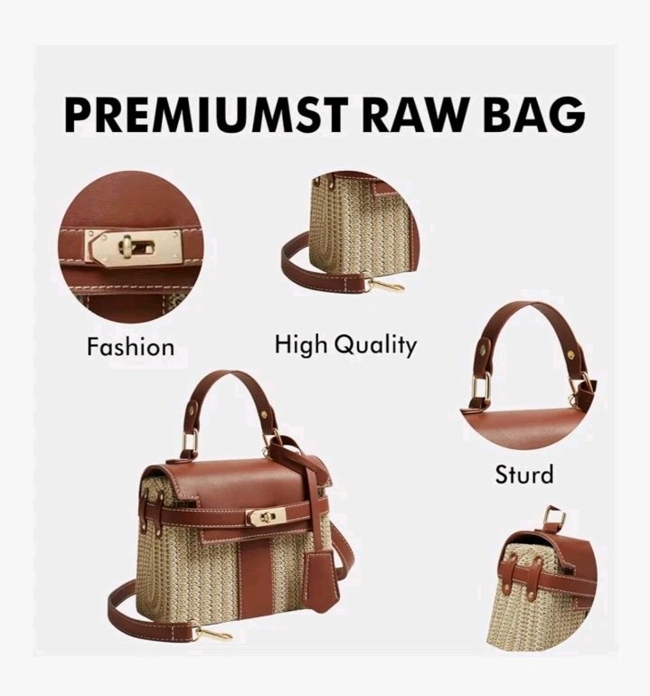 Kurava: Straw Beach Bag Women Crossbody Shoulder Handbag Woven Bag for Summer gallery