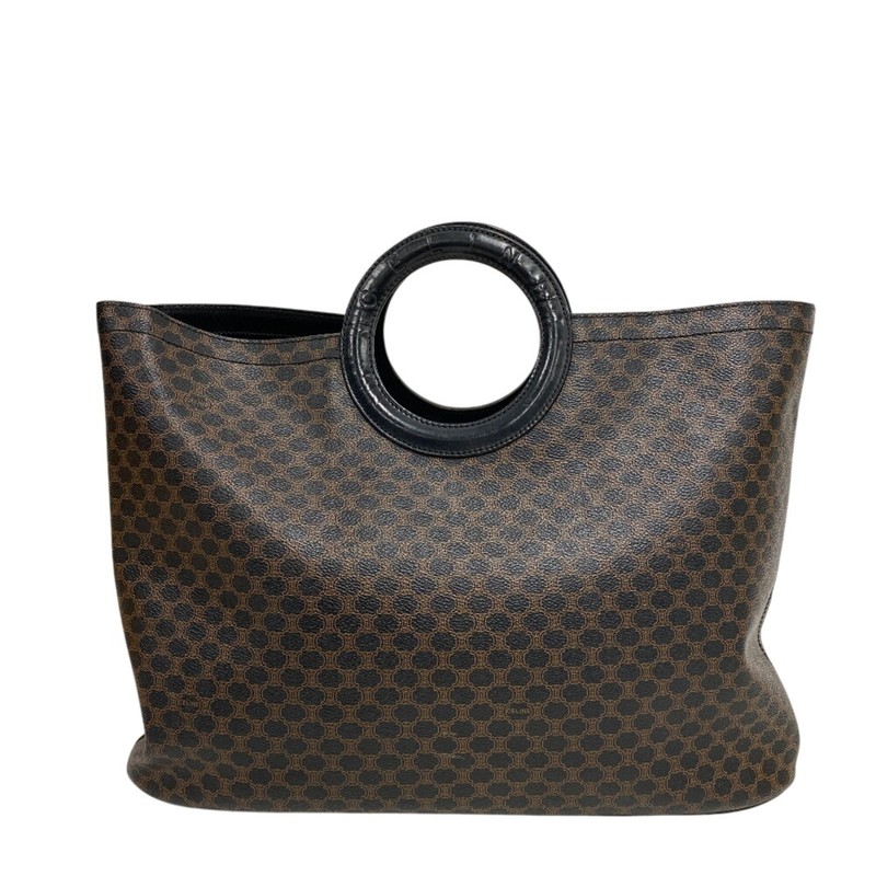 CELINE Circle Logo Macadam Handbag, Black GZl1gcu9