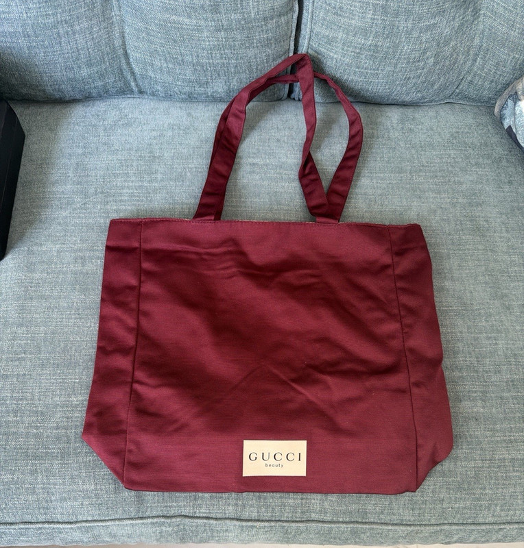 Gucci Burgundy Tote Bag w/ Double Handles, Logo Accents, Women’s Designer