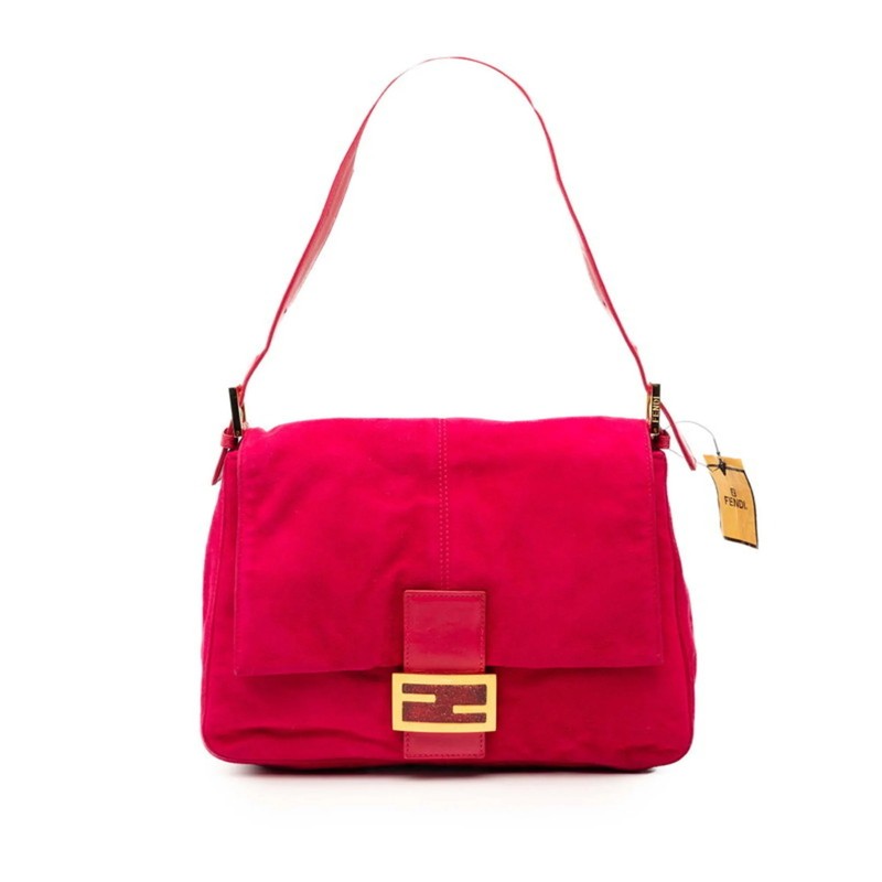 Fendi Mamma Bucket Logo One-Shoulder Bag, 26325, Pink Suede Leathe… GZl1h8b3
