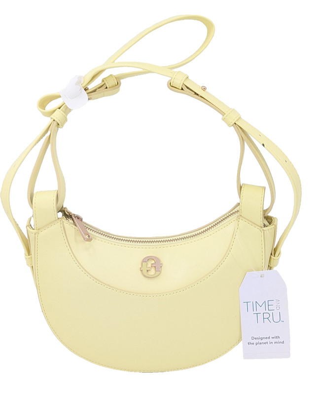 Time and Tru Olivia Yellow Vegan Leather Crescent Shoulder Crossbody Handbag