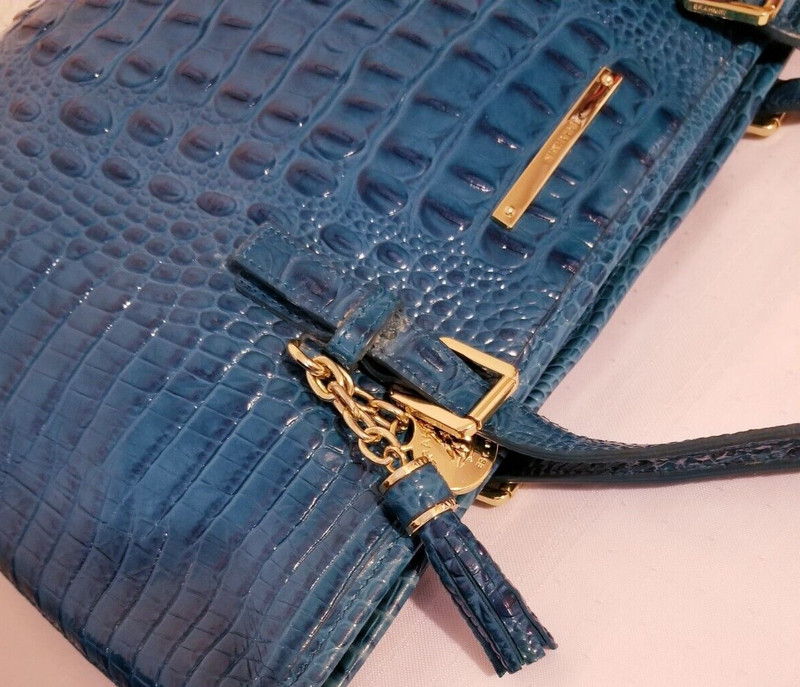 BRAHMIN MEDIUM ASHER BLUE TEAL MELBOURNE GENUINE LEATHER SHOULDER TOTE BAG gallery