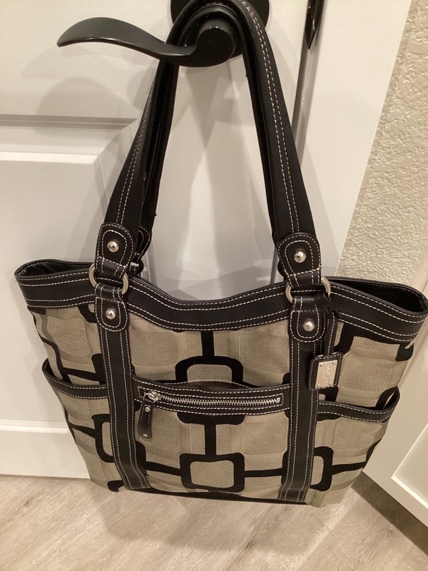 Nine West Large Tote Bag Black Gray Green Multi-Color Shoulder Purse gallery