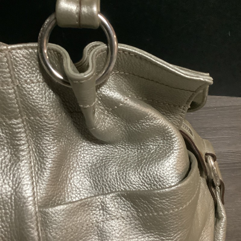 Tignanello Gold Metallic Leather Shoulder Handbag Purse 15x9 gallery