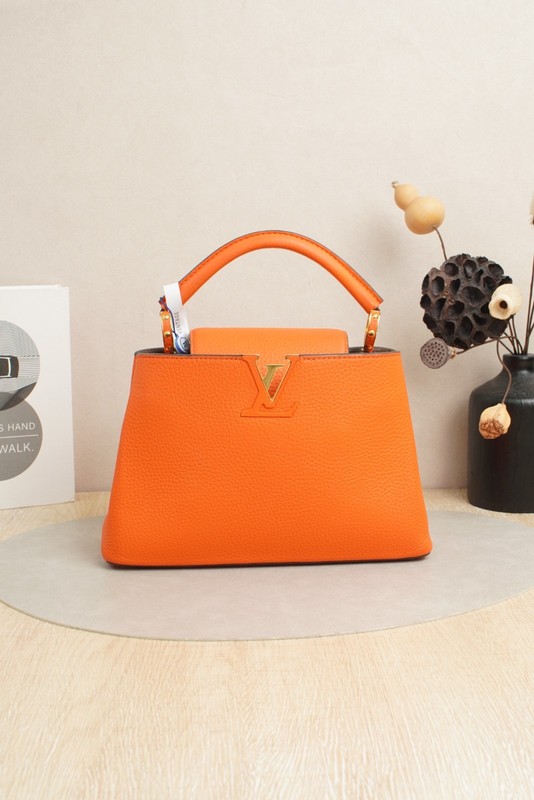 Louis Vuitton Capucines BB Bag Orange Taurillon Leather Handle Strap Dust Bag