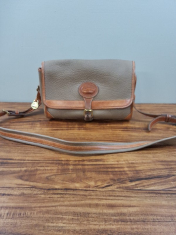 Dooney & Bourke Green Brown Purse Handbag Tote All Weather Leather USA See Photo