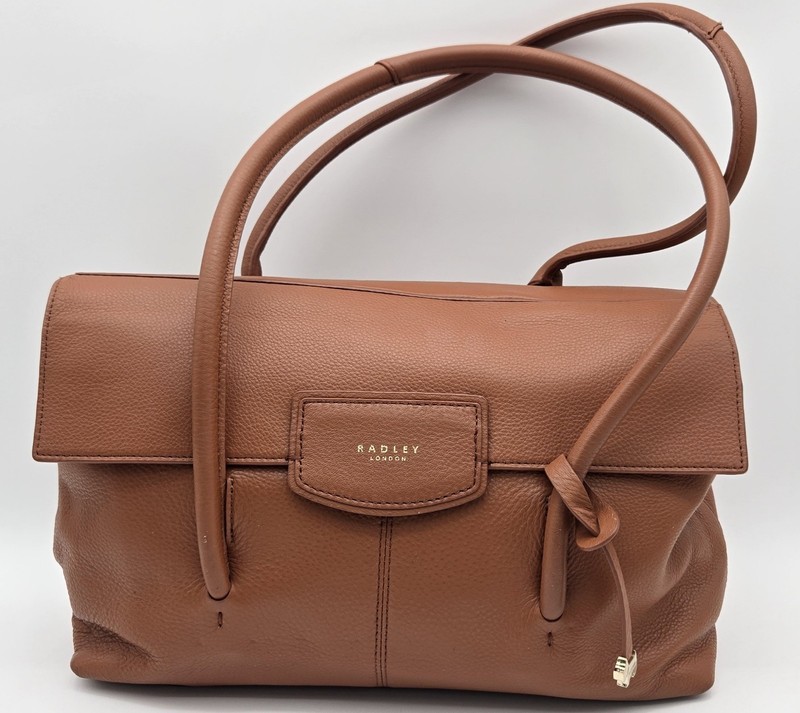 Radley London Brown Pebbled Leather Satchel Top Handle Bag