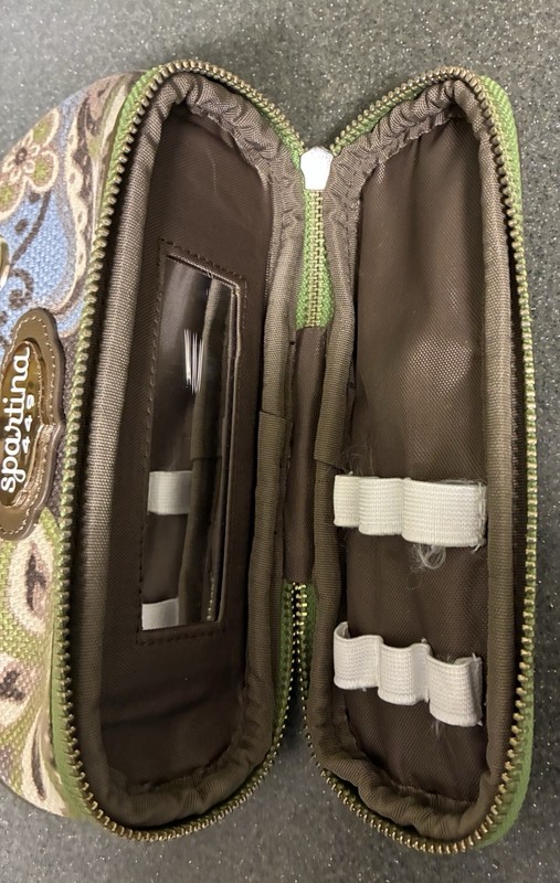 Spartina 449 Daufuskie Island Floral Natural Linen & Leather Cosmetic Bag gallery