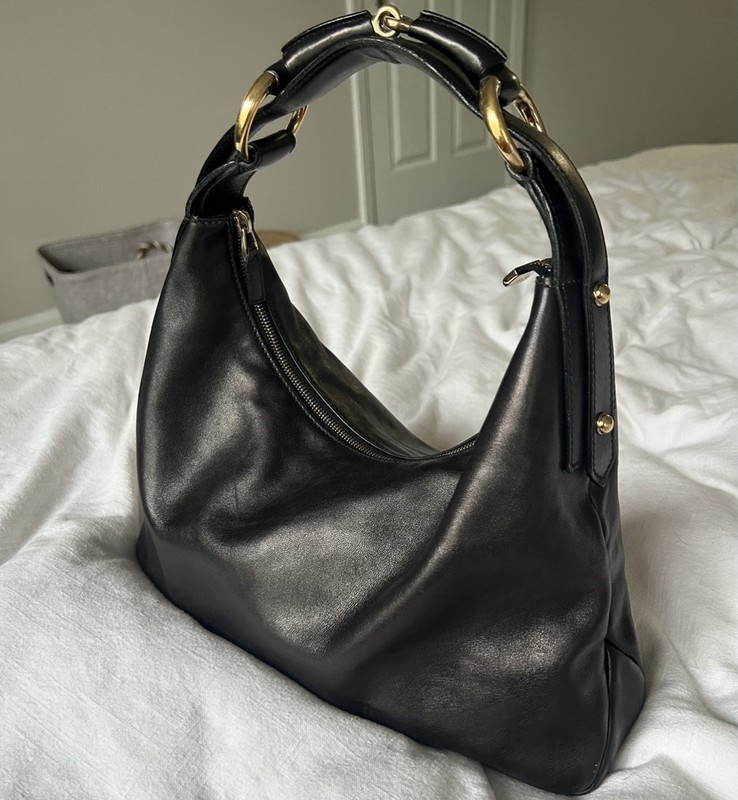 Gucci Black Calfskin Medium Horsebit Chain Hobo Bag gallery