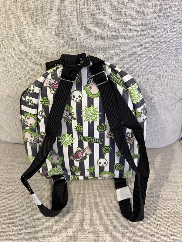 Beetlejuice Mini Backpack Striped Chibi Characters WB Licensed Bag NWT gallery