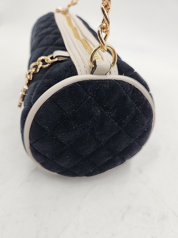 NEW Juicy Couture Royal Moment Mini Barrel Black Liquorice Purse Quilted Handbag gallery