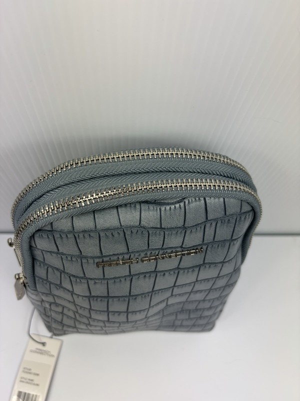 French Connection Shai Croco Sling Bag Denim Blue Crossbody Backpack NWT gallery