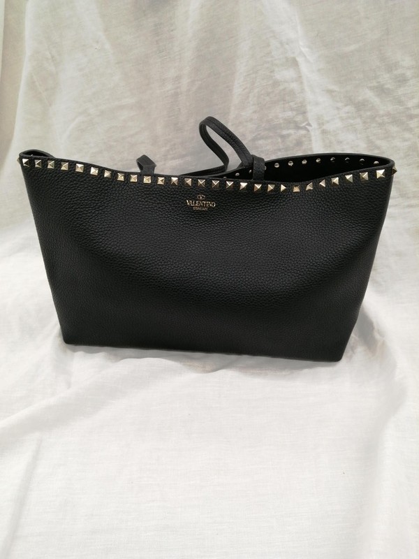 Valentino Garavani Rockstud Tote Bag Black Leather Width 41cm Height 22cm