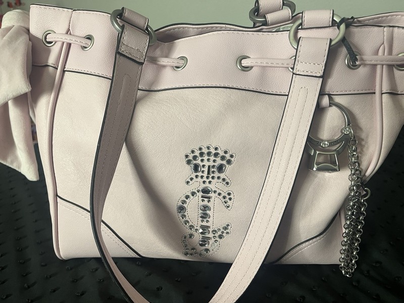 Juicy Couture Crown Rhinestone Logo Pink chiffon daydreamer bag