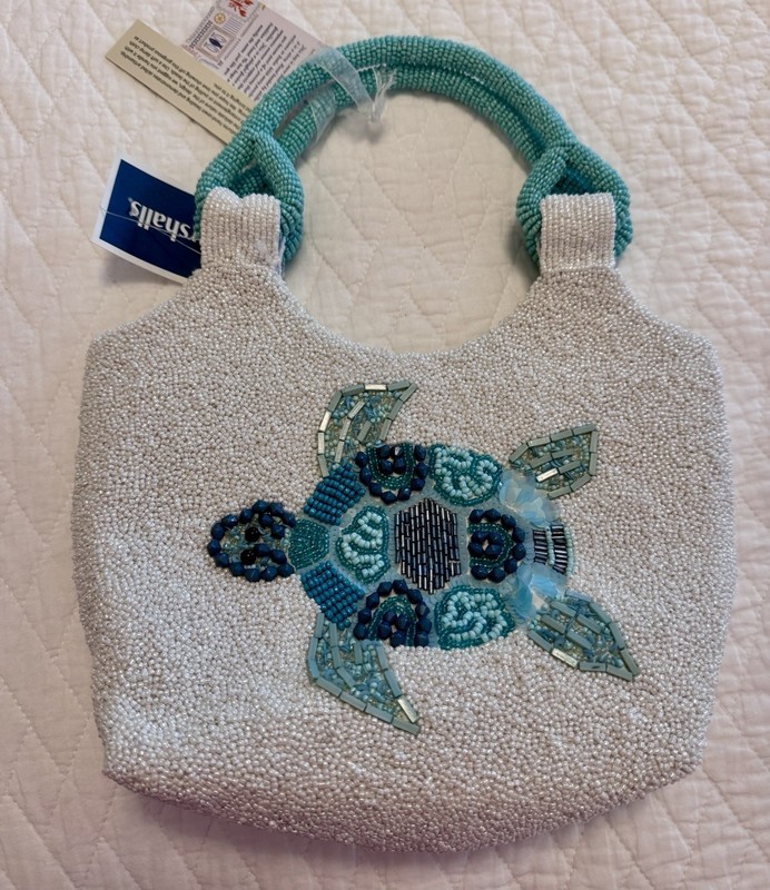VIRAL Beaded Turtle Sea Life Bag Handcrafted In India NWT