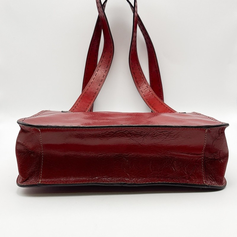 FOSSIL Oxblood Red Genuine Leather Bucket Shoulder Purse Handbag gallery