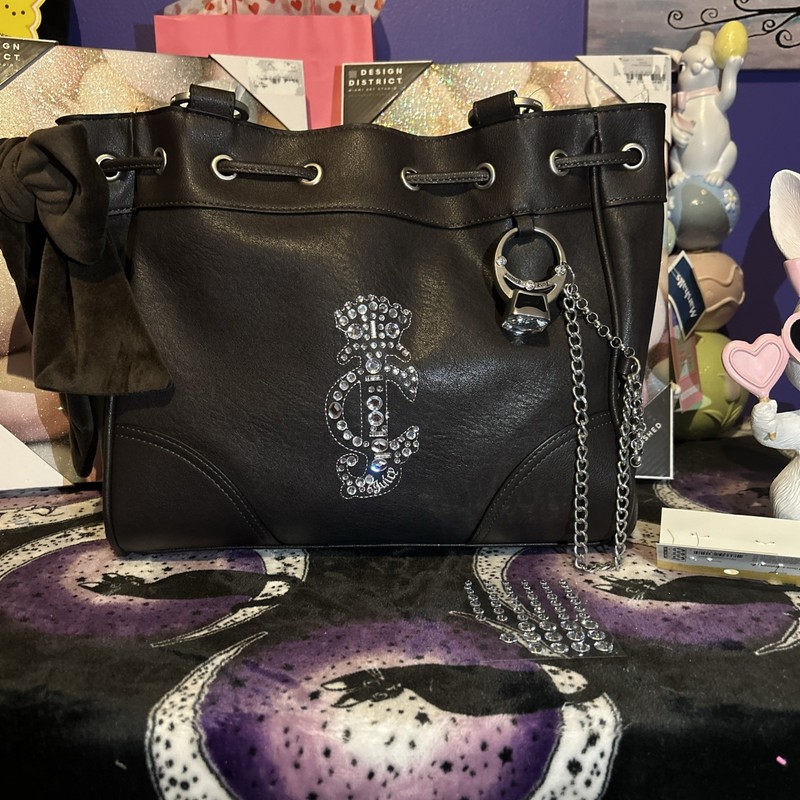New Juicy Couture Juicy Crown Chocolate Brown Daydreamer Tote Ring Silver Viral
