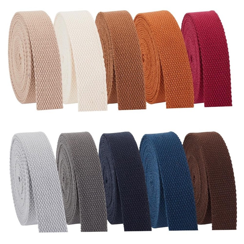 PH PandaHall 38 Yards Cotton Webbing 1 Inch Polyester 10 colors