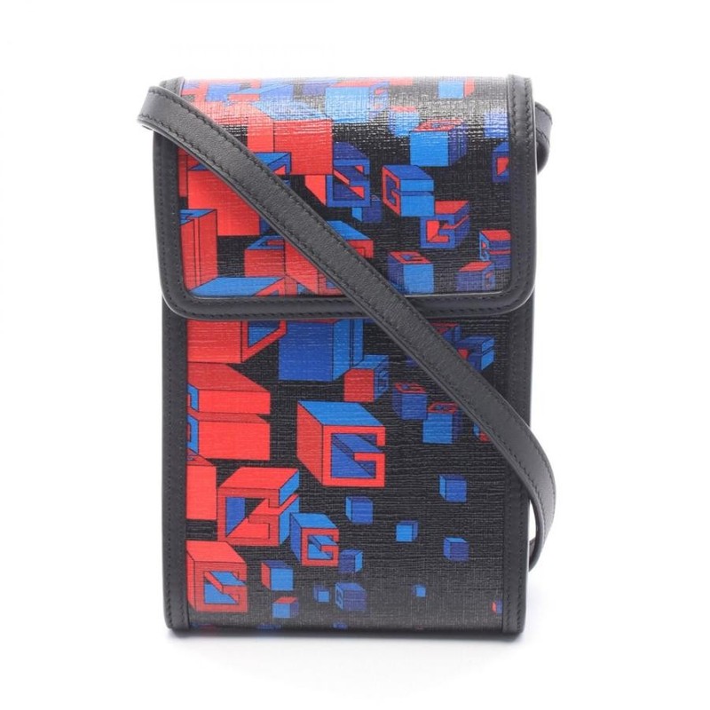 GUCCI Bag: Square G Space Phone Holder 631766 Black/Blue/Red W11.5H18D3cm;