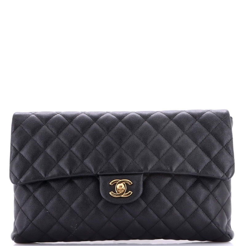 Chanel Classic Flap Clutch Quilted Caviar