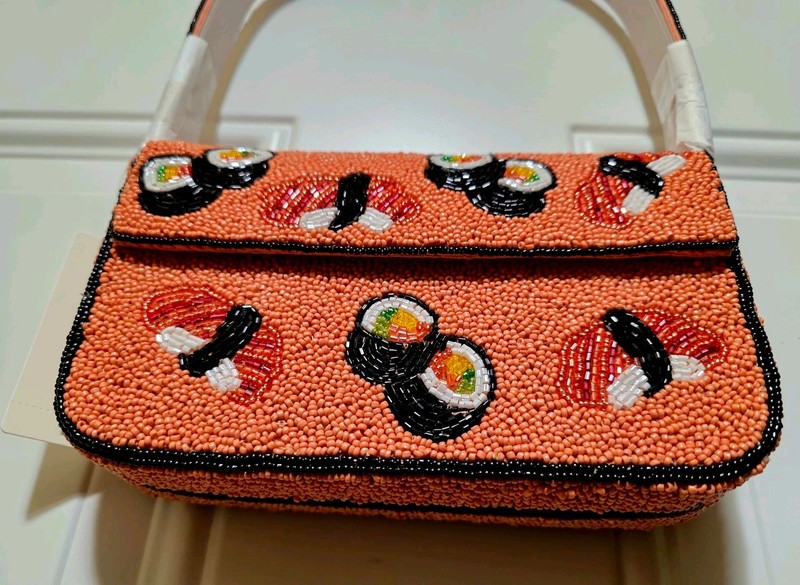 ANTHROPOLOGIE BEADED FIONA SHOULDER BAG "SUSHI " Food & Drink Edition VIRAL gallery