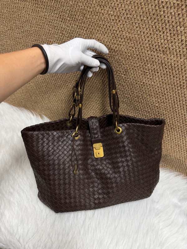 Authentic Bottega Veneta Woven Tote Intrecciato Leather Tote Dark Brown eBay AG