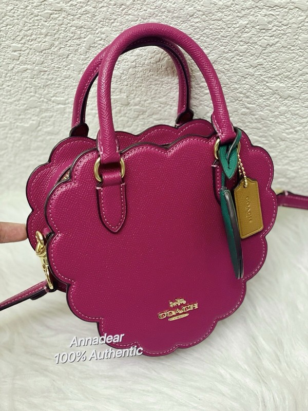 NWT COACH Crossgrain Leather Raspberry Shape Crossbody/Satchel Bag Bright Violet gallery