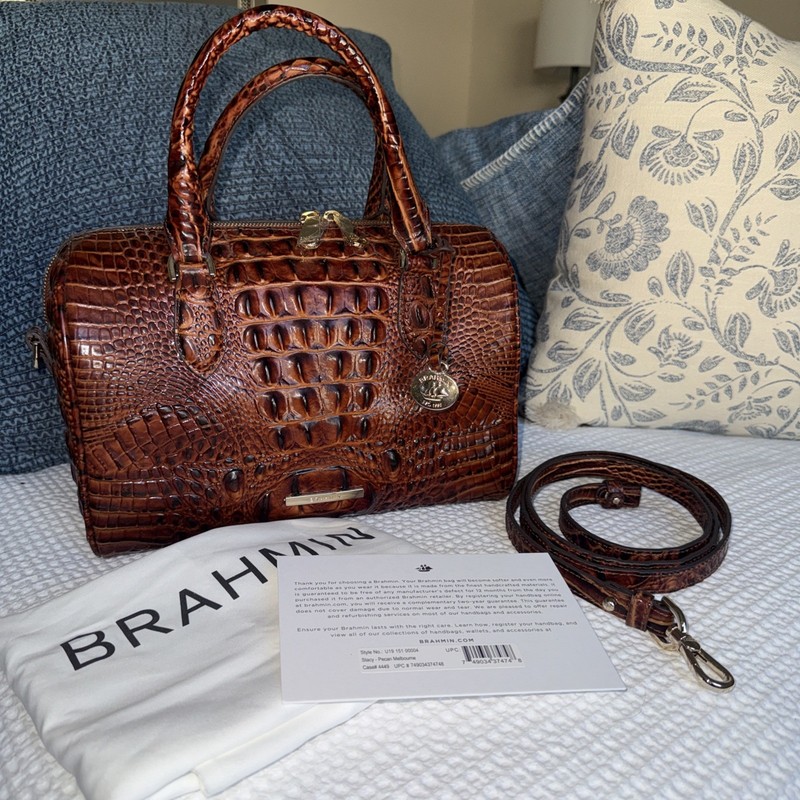 Brahmin Stacy Pecan Melbourne Satchel NWT w/ Dust Bag