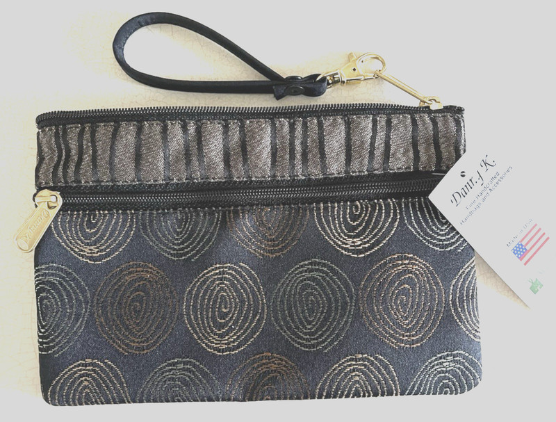 Danny K Pouch Tapestry Fabric Geo Pattern Double Zipper Makeup Bag NEW