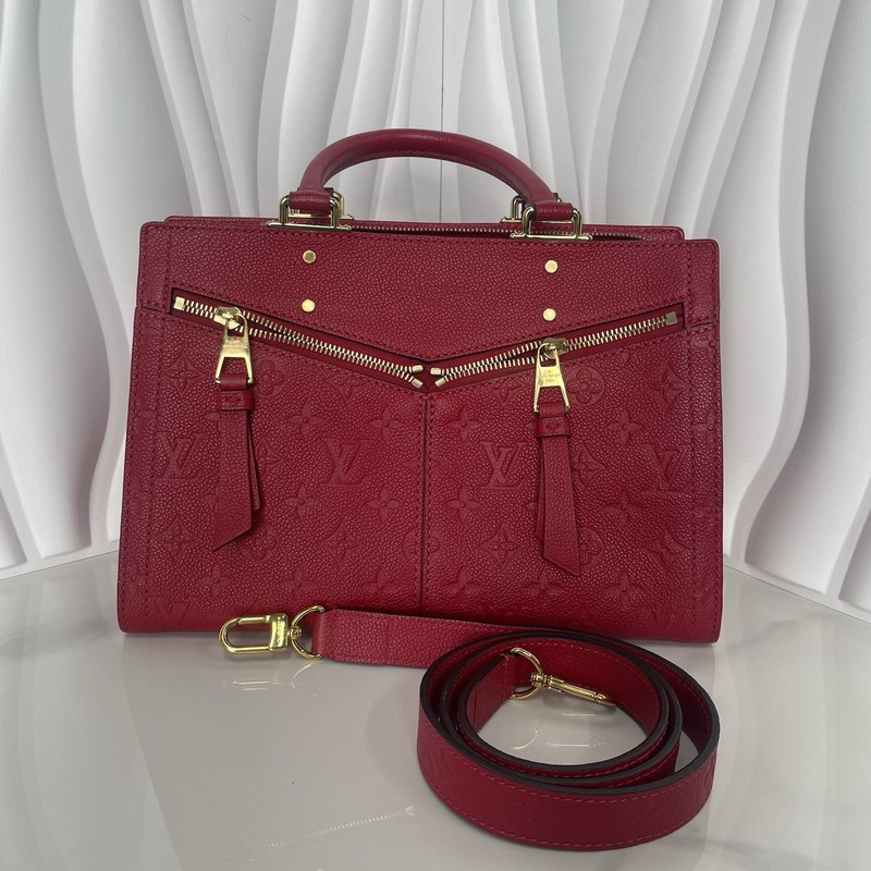 Louis Vuitton Sully Top Handle Bag MM Red Leather