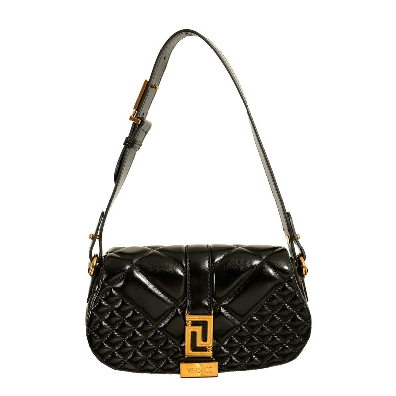 Versace Women’s “Greca Goddess” Lamb Leather Gold Logo Mini Handbag Shoulder Bag