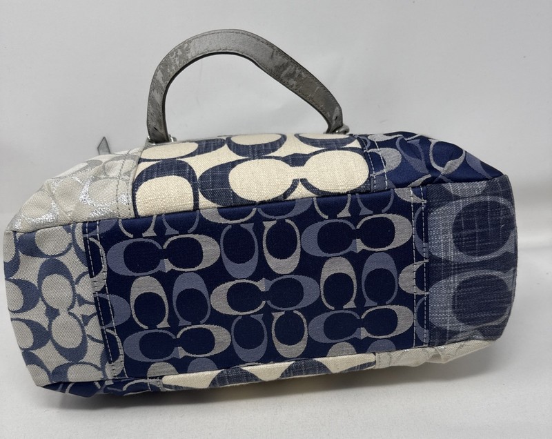 Coach Denim Patchwork Signature Tote Book Bag + Charm Vintage Y2K gallery