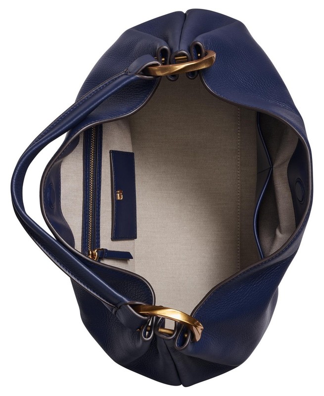 $388. Donna Karan N Y Glenwood Leather Shoulder Bag Tassel Detail Dark Night gallery