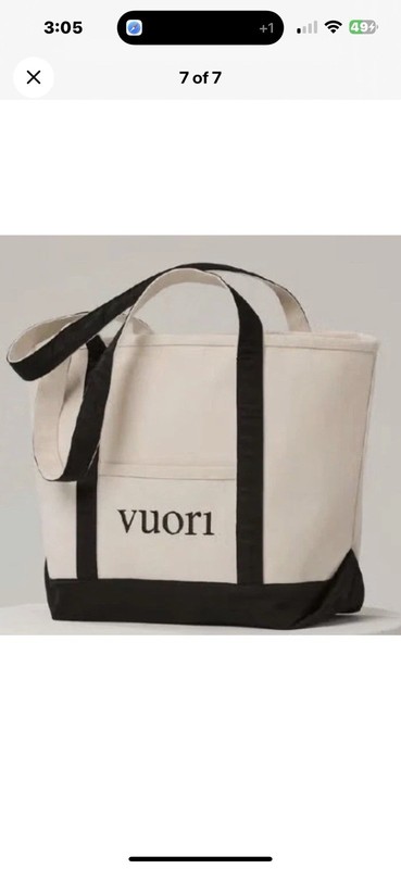 NWT VUORI TOTE BAG BEACH TRAVEL Cream Canvas STURDY Black Accents MOTHERS DAY gallery