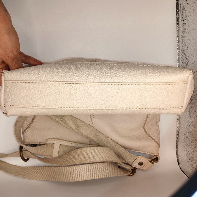 THE SAK Pebbled & Embossed Leather Crossbody Bag Beige Ecru 11x10 in READ gallery