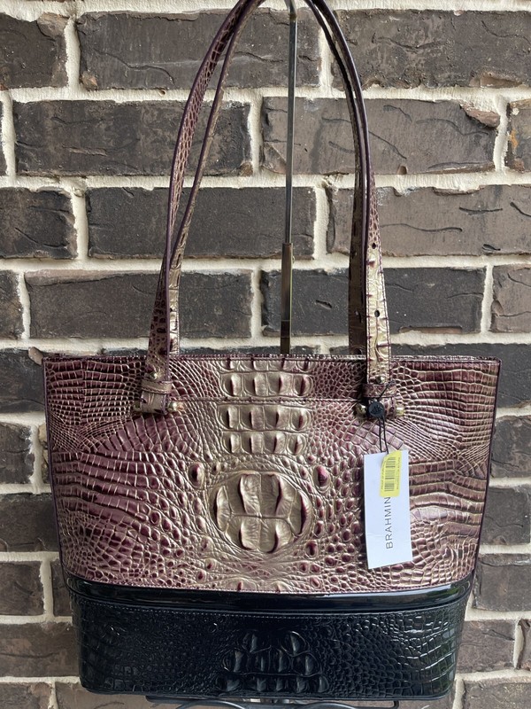 NWT Brahmin Medium Misha Melbourne Tote Port Sonnet Purple Black Champagne gallery