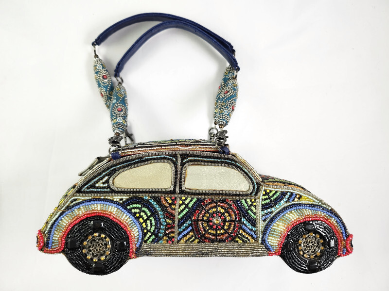 Rare Mary Frances Handbag DRIVE ME CRAZY Beaded VW Beetle Car Purse READ